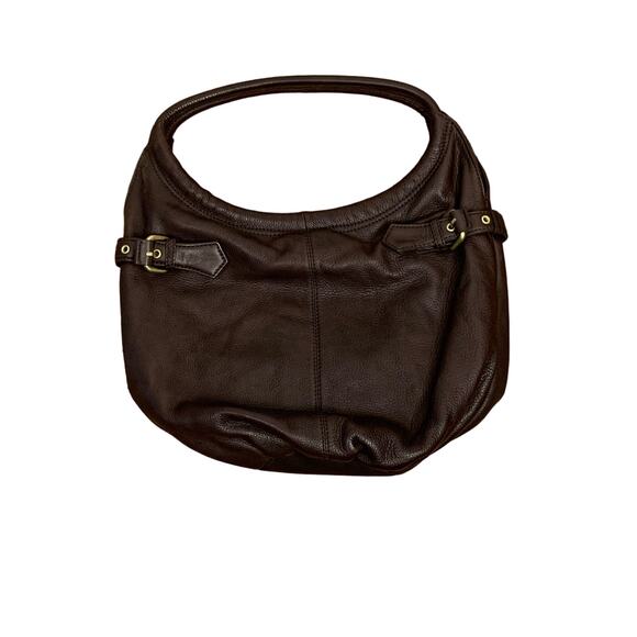 Kenneth Cole Dark Brown Leather Slouchy Hobo Circle Shoulder Bag - Picture 3 of 11